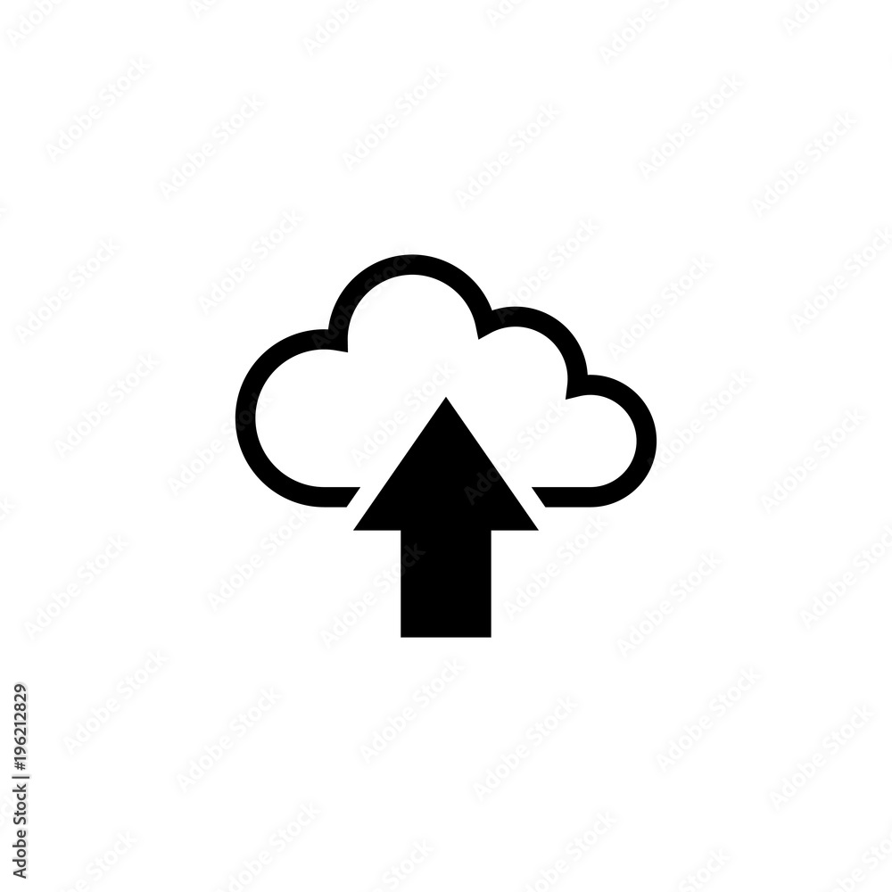 Cloud Upload. Flat Vector Icon. Simple black symbol on white background Cloud Upload. Flat Vector Icon. Simple black symbol on white background