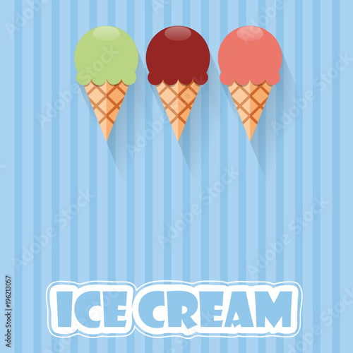 Vector abstract vintage background, ice cream in flat design