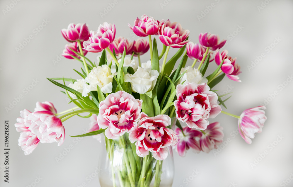 vase with double dutch tulips
