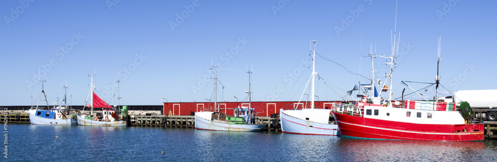 Laesoe / Denmark: The idyllic fishing port of Oesterby Havn on a quiet summer day in august Laesoe / Denmark: The idyllic fishing port of Oesterby Havn on a quiet summer day in august