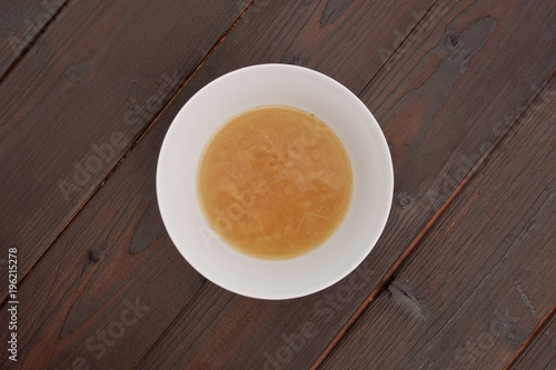 Onion soup on a table