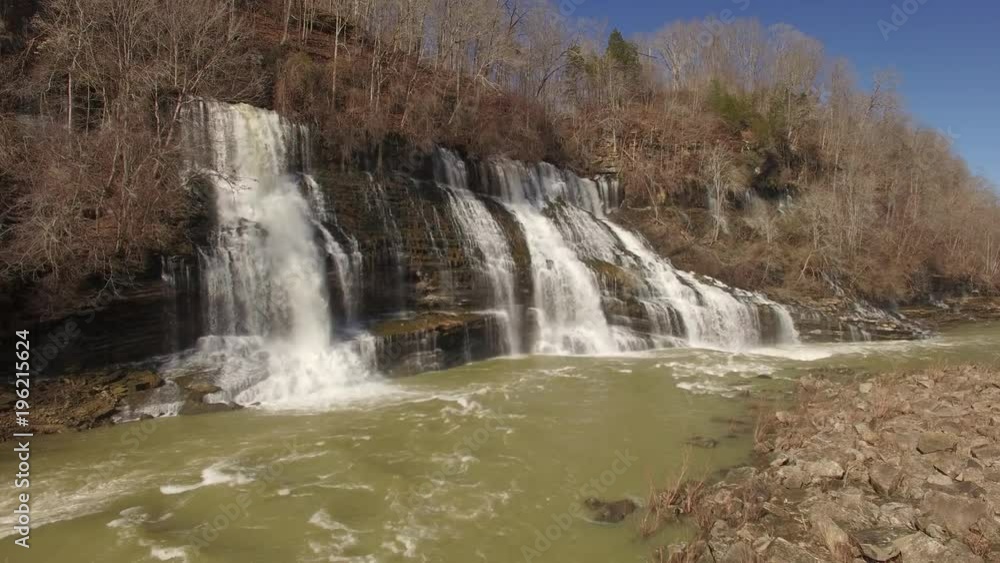 4k Aerial Winter Tennessee Waterfall Hover 001 Wide 4k Aerial Winter Tennessee Waterfall Hover 001 Wide