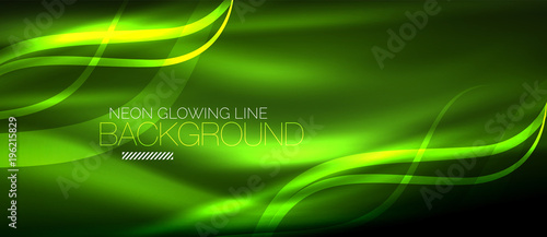 Neon green elegant smooth wave lines digital abstract background