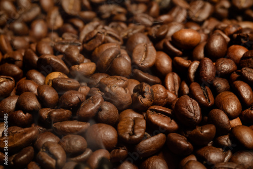 Coffee beans close-up. Beautiful saturated color