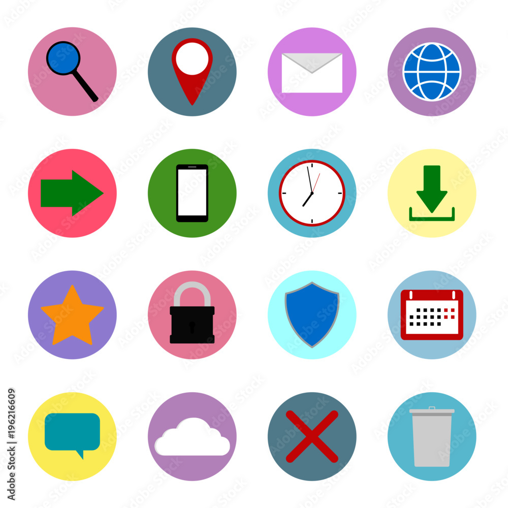Set of colored web icons Set of colored web icons
