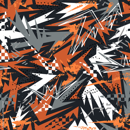 Abstract seamless vector pattern for girls, boys, clothes. Creative background with dots, geometric figures Funny wallpaper for textile and fabric. Fashion style. Colorful bright