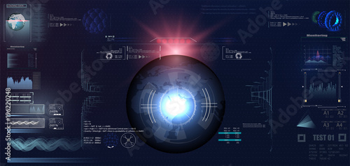 Futuristic VR Head-up Display Design. Sci-Fi Helmet HUD. Future Technology Display Design.