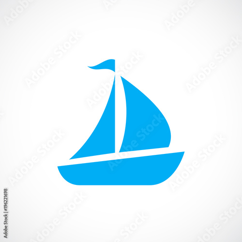 Blue sailboat vector icon