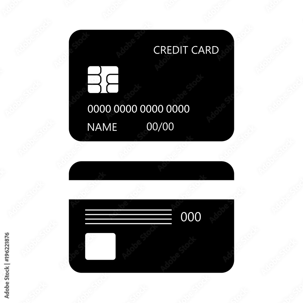 Credit card vector icon, front and back view Credit card vector icon, front and back view