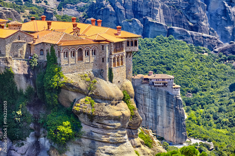 The Great Monastery of Varlaam on the high rock in Meteora, Thessaly, Greece - obrazy, fototapety, plakaty 