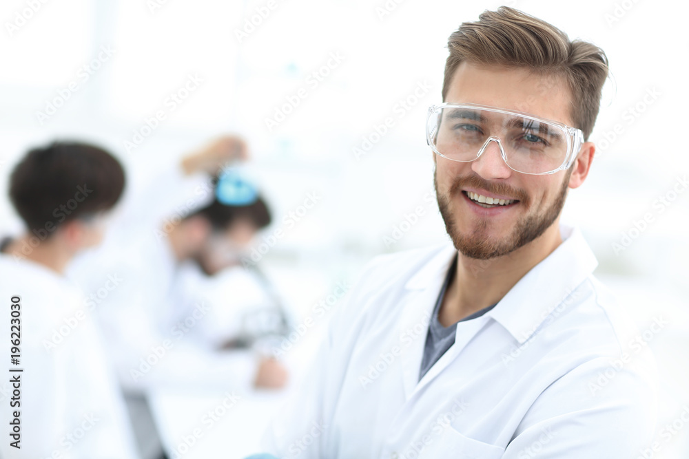 closeup.successful scientist on a light background closeup.successful scientist on a light background
