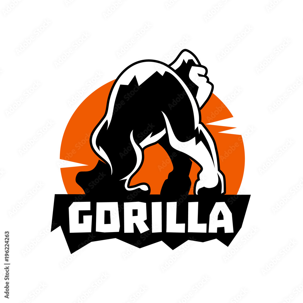 Obraz premium Gorilla Logo With Sun and Text
