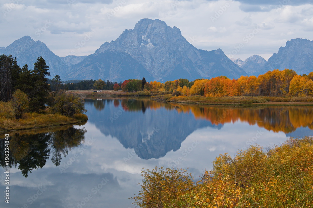 View of Mount Moran from Jenny Lake in Wyoming in the USA
View of Mount Moran from Jenny Lake in Wyoming in the USA