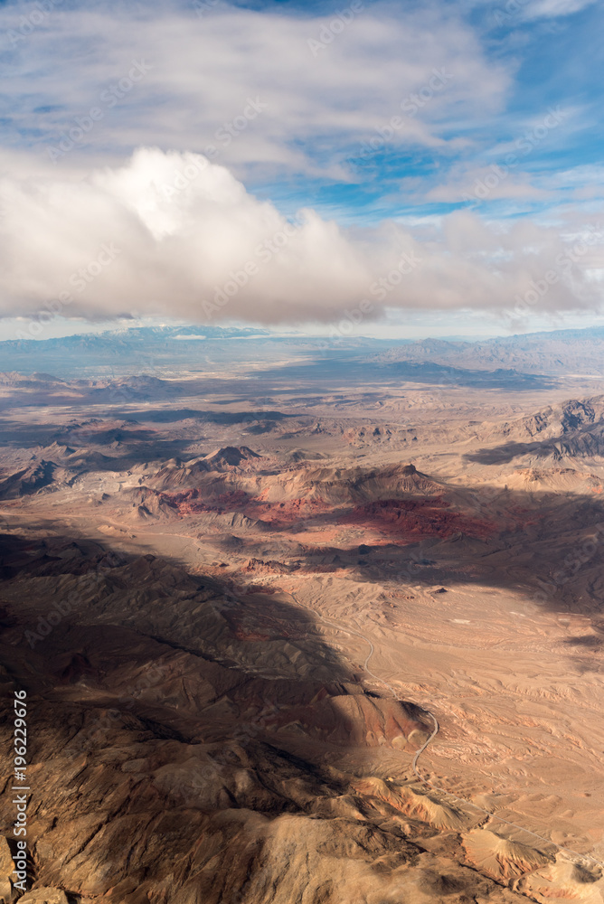 Clouds casting shadows on Nevada desert