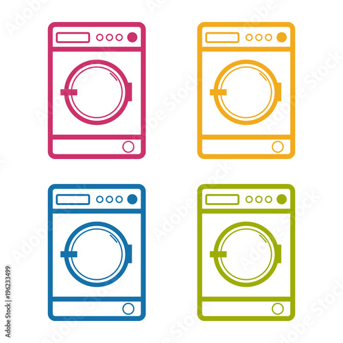 Washing Machine - Front View - Colorful Editable Vector Illustration - Isolated On White Background