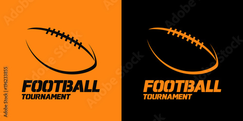 Banner or emblem design with American Football ball silhouette icon
