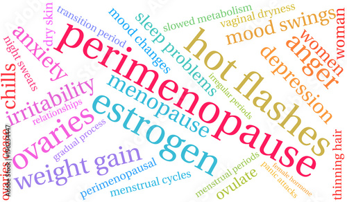 Perimenopause Word Cloud on a white background. 