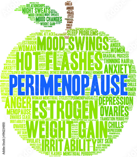 Perimenopause Word Cloud on a white background. 