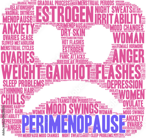 Perimenopause Word Cloud on a white background. 