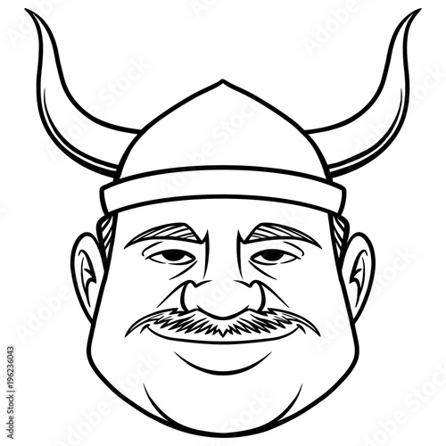 Black And White Viking Dude - A vector cartoon illustration of a guy dressed as a Viking.