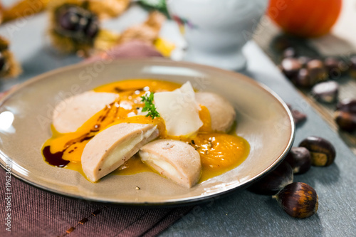 Chestnut gnocchi with pumpkin sauce