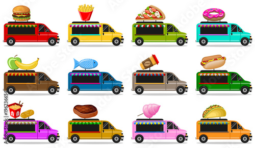 Food Trucks Vektor Set isoliert