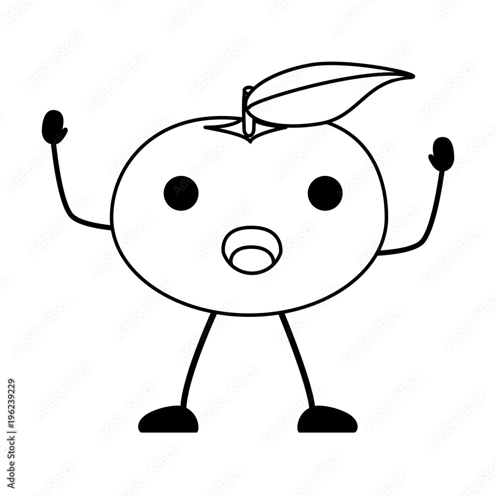 kawaii surprised mandarine icon over white background, vector illustration kawaii surprised mandarine icon over white background, vector illustration