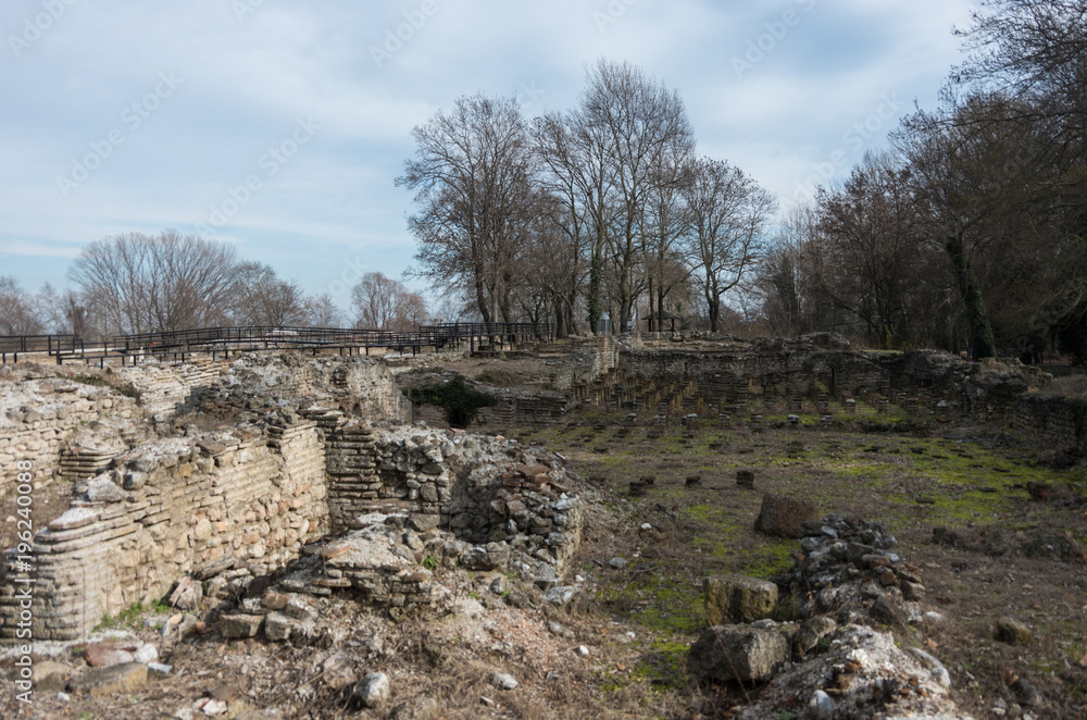Ruins of Public baths in Archaeological Park of Dion. Pieria, Macedonia, Greece