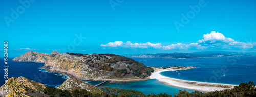Islas Cies, Vigo, Spain. Vigo estuarys greatest treasure. Galicia. Island connected by beach Playa de Rodas.