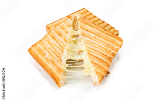 Toast sandwich with cheese isolated on white