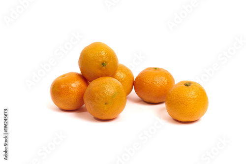 Mandarin, tangerine citrus fruit close-up isolated on a white background