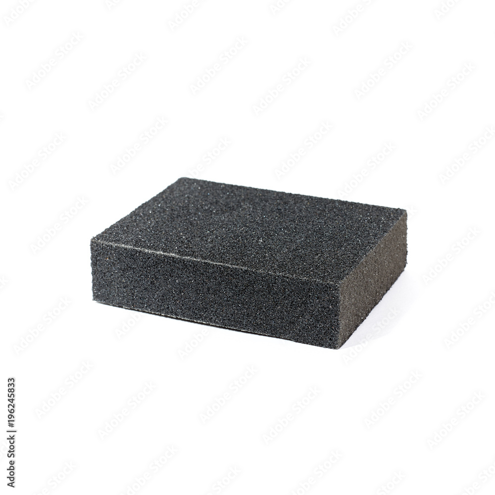 Black sandpaper block isolated on white background Black sandpaper block isolated on white background