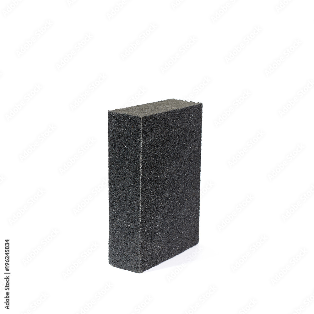 Black sandpaper block isolated on white background Black sandpaper block isolated on white background