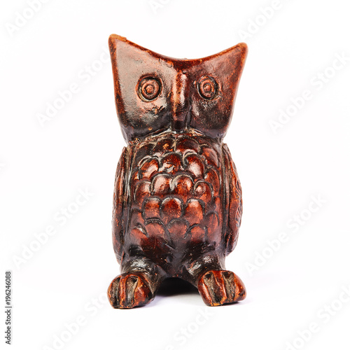 Clay owl isolated on white background