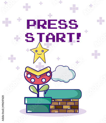 Press start videogame character