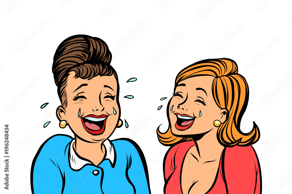 Joyful girlfriends women laugh isolate on white background Joyful girlfriends women laugh isolate on white background