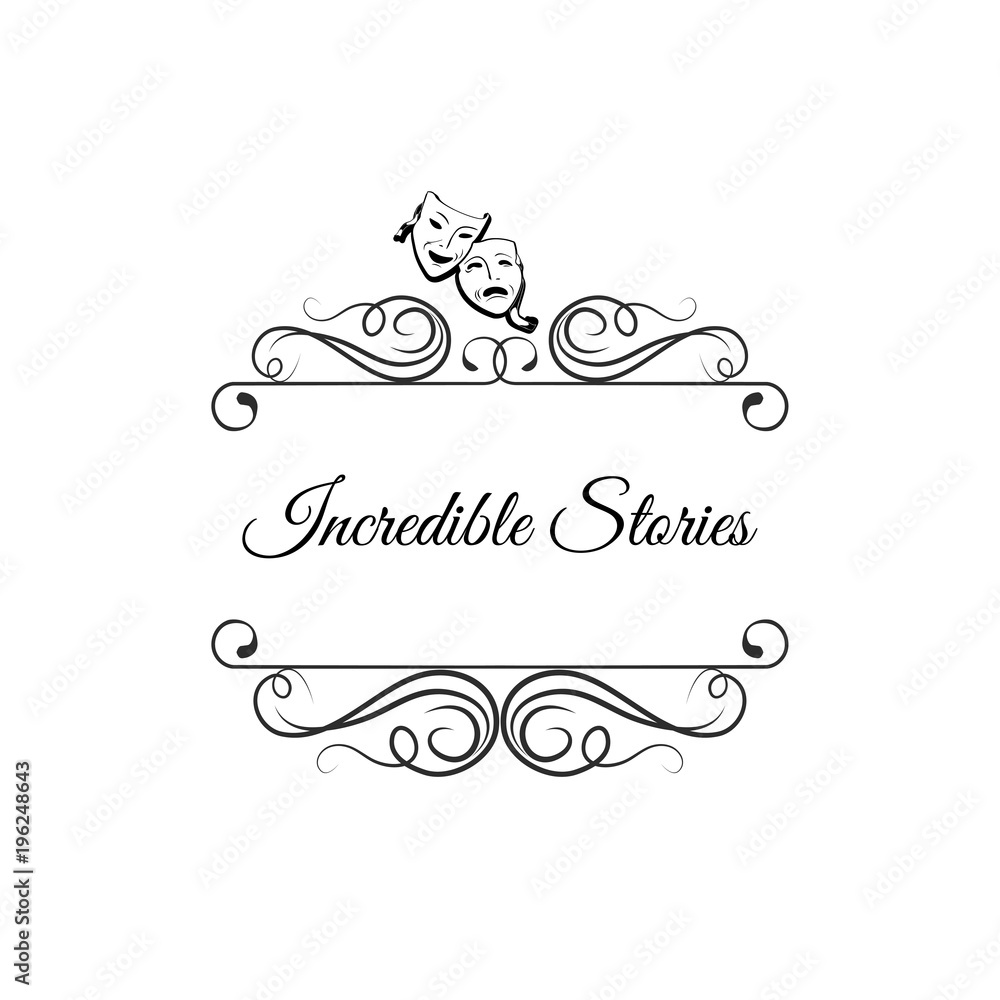 Theather masks. Swirls, filigree flourish elements. Decoration. Vector. Theather masks. Swirls, filigree flourish elements. Decoration. Vector.