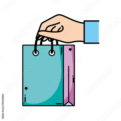 hand with shopping bag market shop