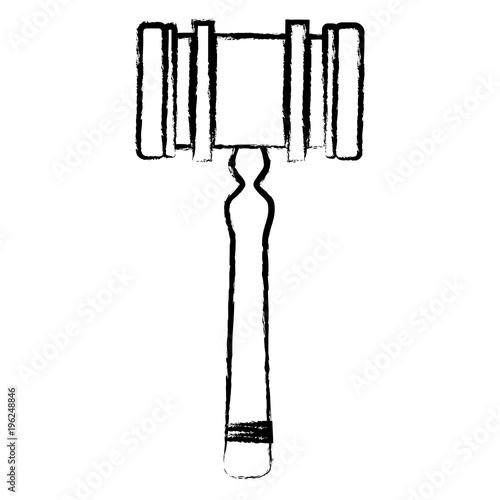Law hammer icon over white background, vector illustration
