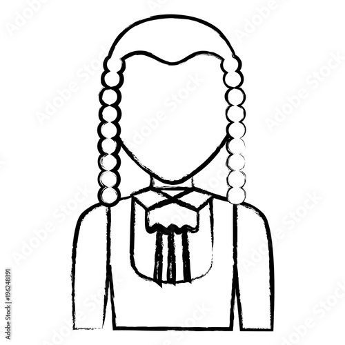 sketch of avatar Judge with wig icon over white background, vector illustration