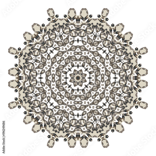 Mandala. Ethnicity round ornament. Ethnic style. Elements for invitation cards, brochures, covers. Oriental circular pattern. Arabic, Islamic, moroccan, asian, indian native african motifs. 