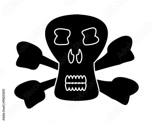 Danger skull icon over white background, vector illustration