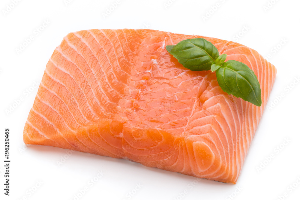 Fresh salmon fille with lachs on the white background. Fresh salmon fille with lachs on the white background.