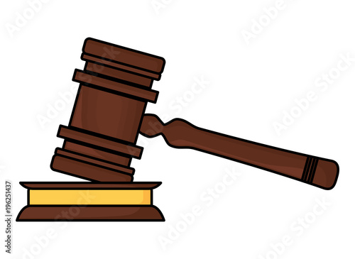 Law hammer icon over white background, colorful design. vector illustration