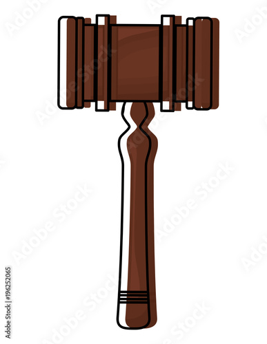 Law hammer icon over white background, vector illustration