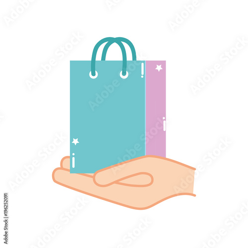 colorful hand with shopping bag market object