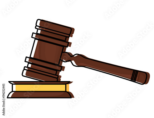 Law hammer icon over white background, colorful design. vector illustration