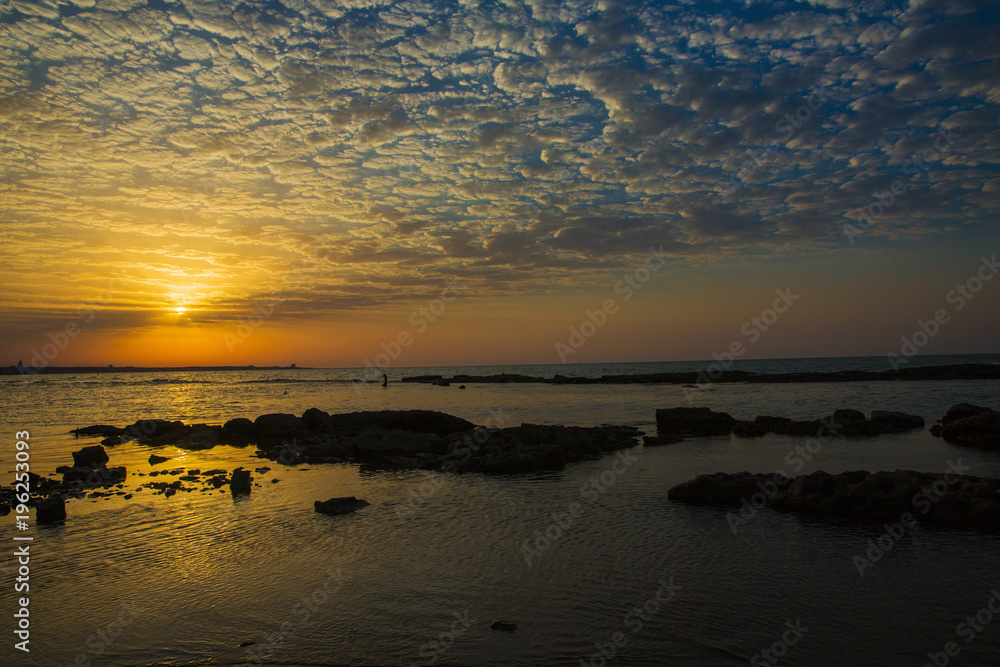 Scenic view of beautiful sunset above the sea. Azerbaijan natur Scenic view of beautiful sunset above the sea. Azerbaijan natur