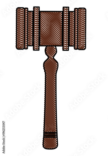 Law hammer icon over white background, vector illustration