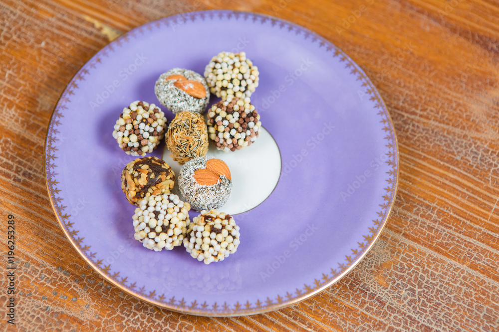 oriental dried fruits with nuts, Turkish sweets on a plate oriental dried fruits with nuts, Turkish sweets on a plate